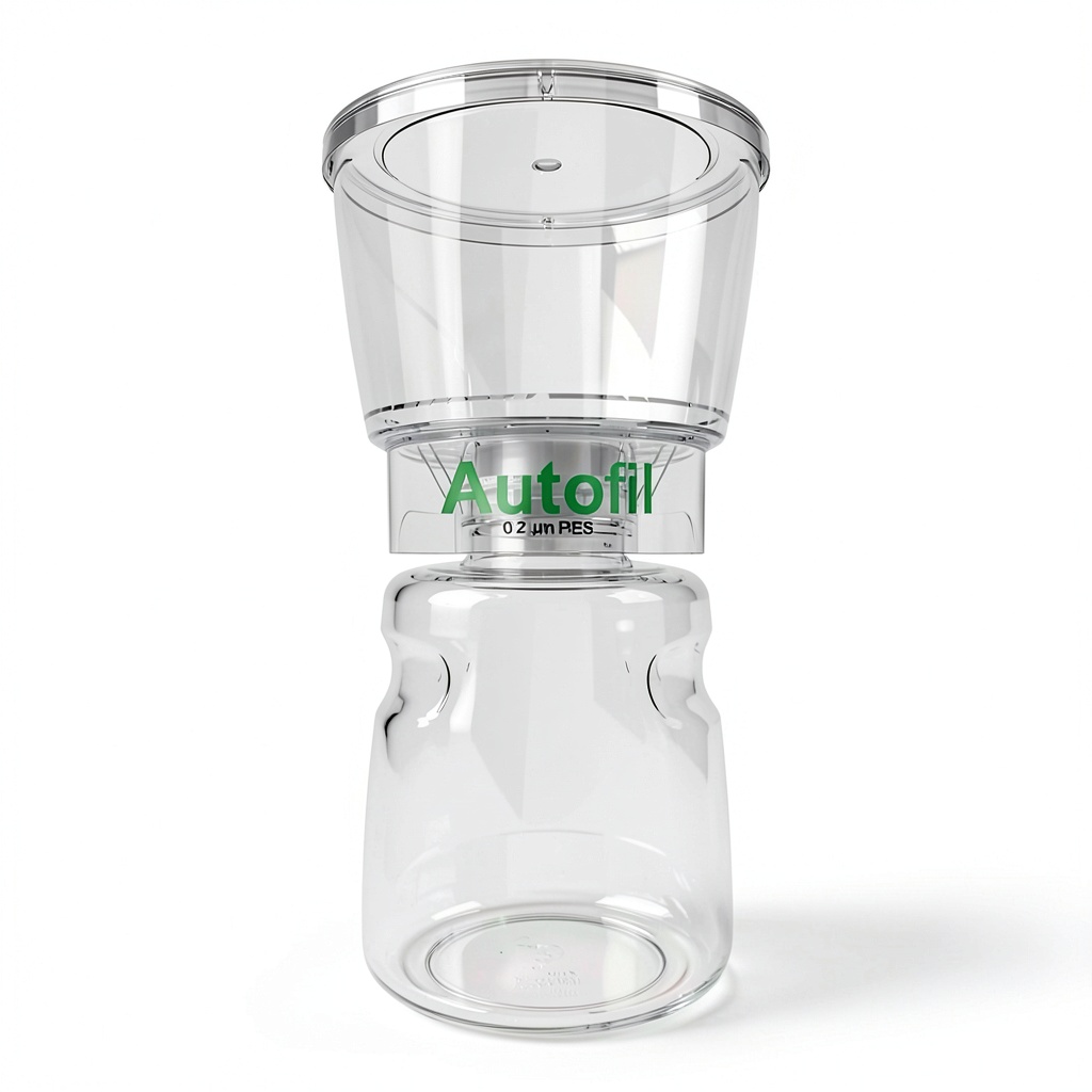 Foxx Life Sciences Bottletop Lab Filter with graduations and secure cap