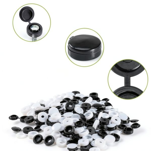 MAQIHAN 200PCS Small Plastic Screw Caps - Cap Covers for Screw White,Black Screw Covers Screw Top Covers Cap Screw Covers,Folding Screw Cover Cap for Decorative,Protection,Covering Screw Black&White-3