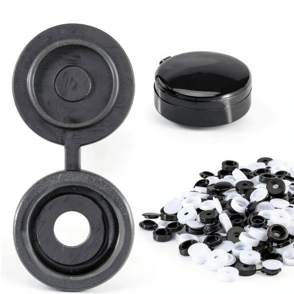 MAQIHAN 200PCS Small Plastic Screw Caps - Cap Covers for Screw White,Black Screw Covers Screw Top Covers Cap Screw Covers,Folding Screw Cover Cap for Decorative,Protection,Covering Screw Black&White-1