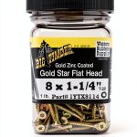 Big Timber 1YTX8114#8 by 1-1/4-inch T-20-drive bit Gold Star Flat Head Interior Screws,(231 per Box)-0
