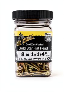 Big Timber 1YTX8114#8 by 1-1/4-inch T-20-drive bit Gold Star Flat Head Interior Screws,(231 per Box)-0