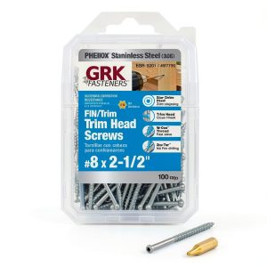 GRK 67730#8 x 2-1/2" FIN/Trim™ 305 Stainless Steel Finish Screws 100 Count-0