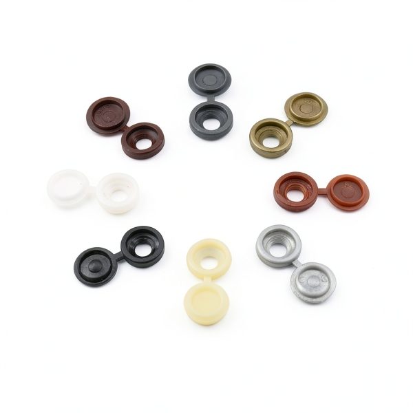 100 Pieces Hinged Screw Cover Caps M5 Screws Caps Folding Screw Covers Cap Plastic Screws Caps with Snap Washer Flip Tops, White-2