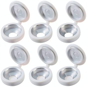 100 Pieces Hinged Screw Cover Caps M5 Screws Caps Folding Screw Covers Cap Plastic Screws Caps with Snap Washer Flip Tops, White-0