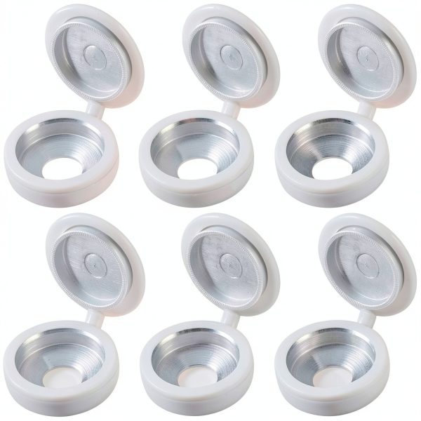 100 Pieces Hinged Screw Cover Caps M5 Screws Caps Folding Screw Covers Cap Plastic Screws Caps with Snap Washer Flip Tops, White-0