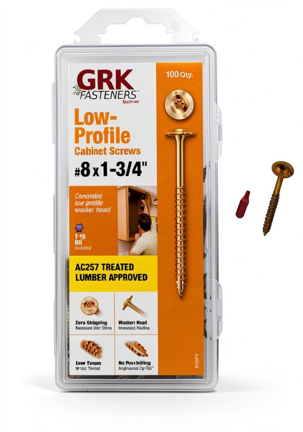 GRK Fasteners 12075 Cabinet #8 x 1-3/4" Screws 100CT-0