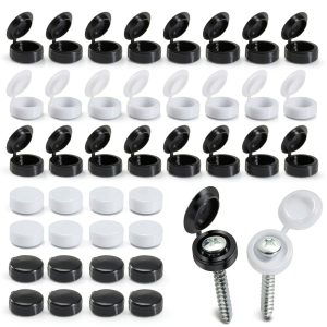 MAQIHAN 200PCS Small Plastic Screw Caps - Cap Covers for Screw White,Black Screw Covers Screw Top Covers Cap Screw Covers,Folding Screw Cover Cap for Decorative,Protection,Covering Screw Black&White-0