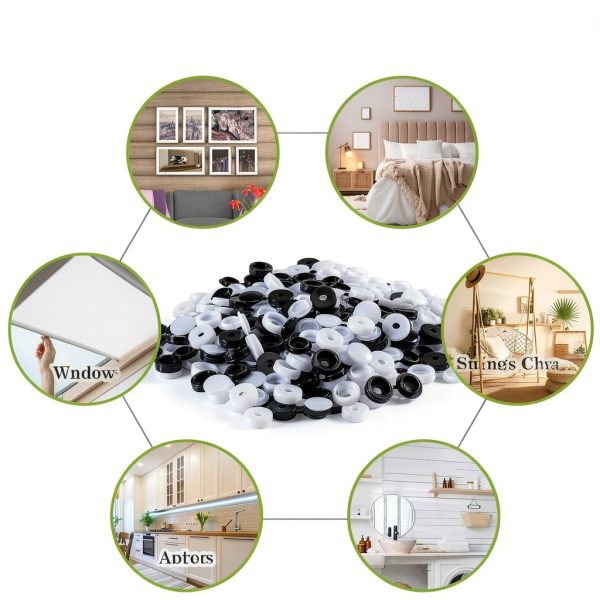 MAQIHAN 200PCS Small Plastic Screw Caps - Cap Covers for Screw White,Black Screw Covers Screw Top Covers Cap Screw Covers,Folding Screw Cover Cap for Decorative,Protection,Covering Screw Black&White-5