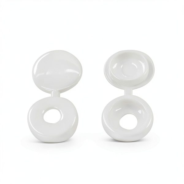 100 Pieces Hinged Screw Cover Caps M5 Screws Caps Folding Screw Covers Cap Plastic Screws Caps with Snap Washer Flip Tops, White-1