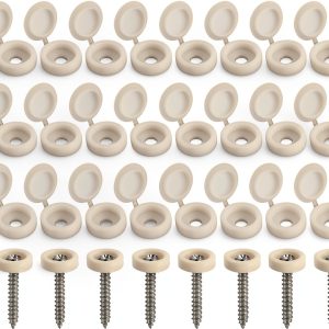 White Screw Caps 50 PCS Plastic Hinged Screw Covers by QfwdfcTrenz-0