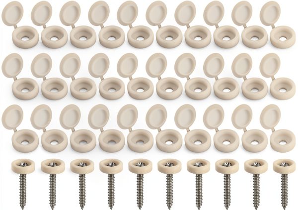 White Screw Caps 50 PCS Plastic Hinged Screw Covers by QfwdfcTrenz-0