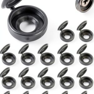 Screw Cover Caps 100pcs Generic Plastic Hinged Caps Dark Gray-0