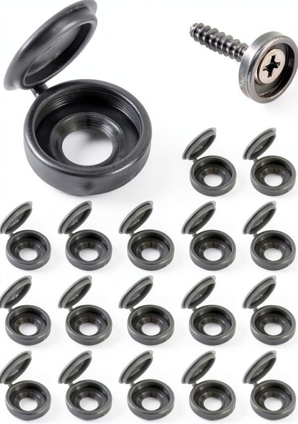 Screw Cover Caps 100pcs Generic Plastic Hinged Caps Dark Gray-0
