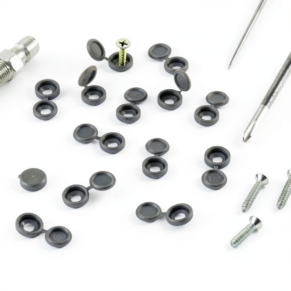 Screw Cover Caps 100pcs Generic Plastic Hinged Caps Dark Gray-3