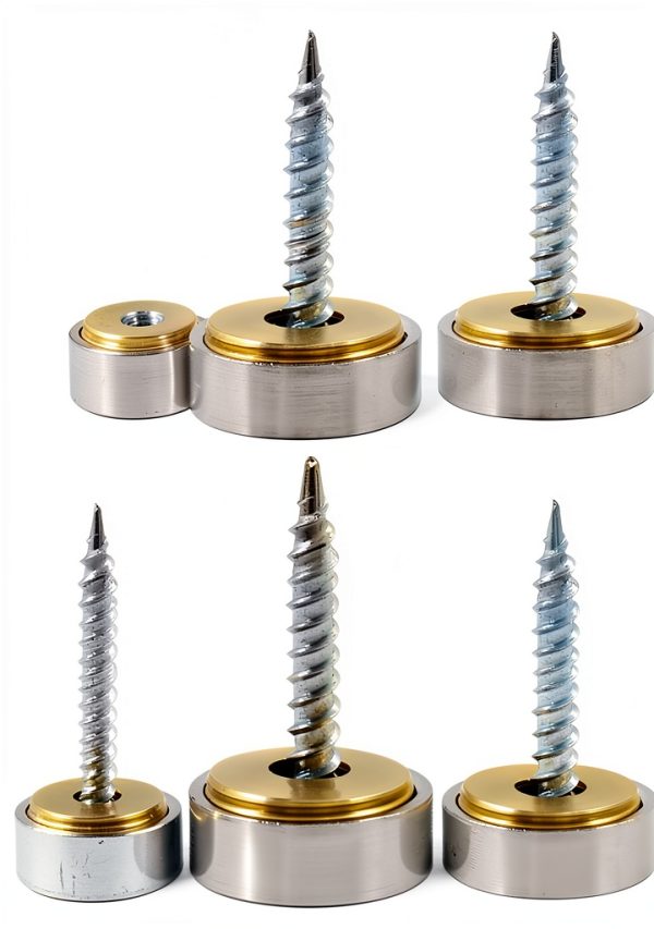 Satin Nickel Screw Covers 4pcs Solid Brass Fasteners by Rierdge-0